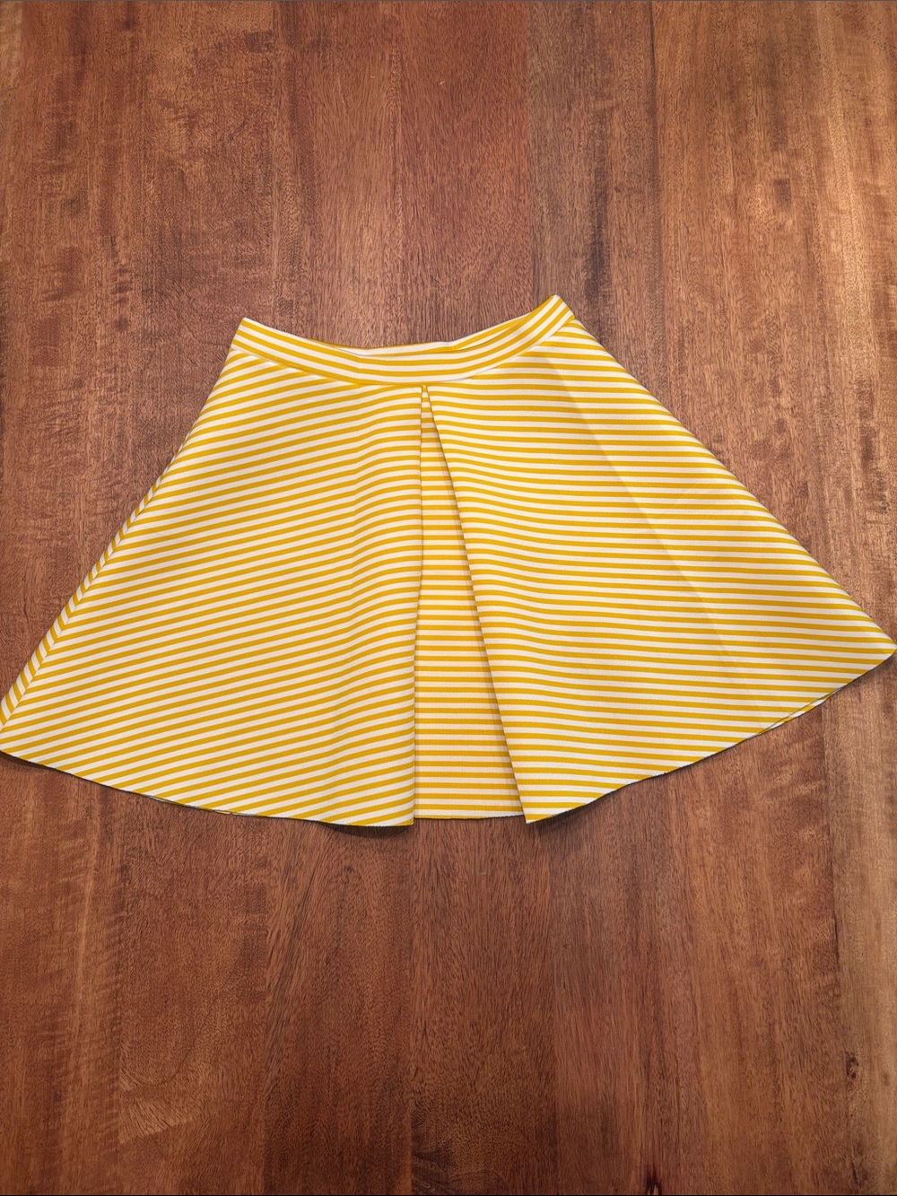 Aqua Yellow and White Striped Skater Skirt (2)